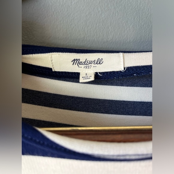 Madewell Navy Striped Top ~ Size L - Picture 4 of 9